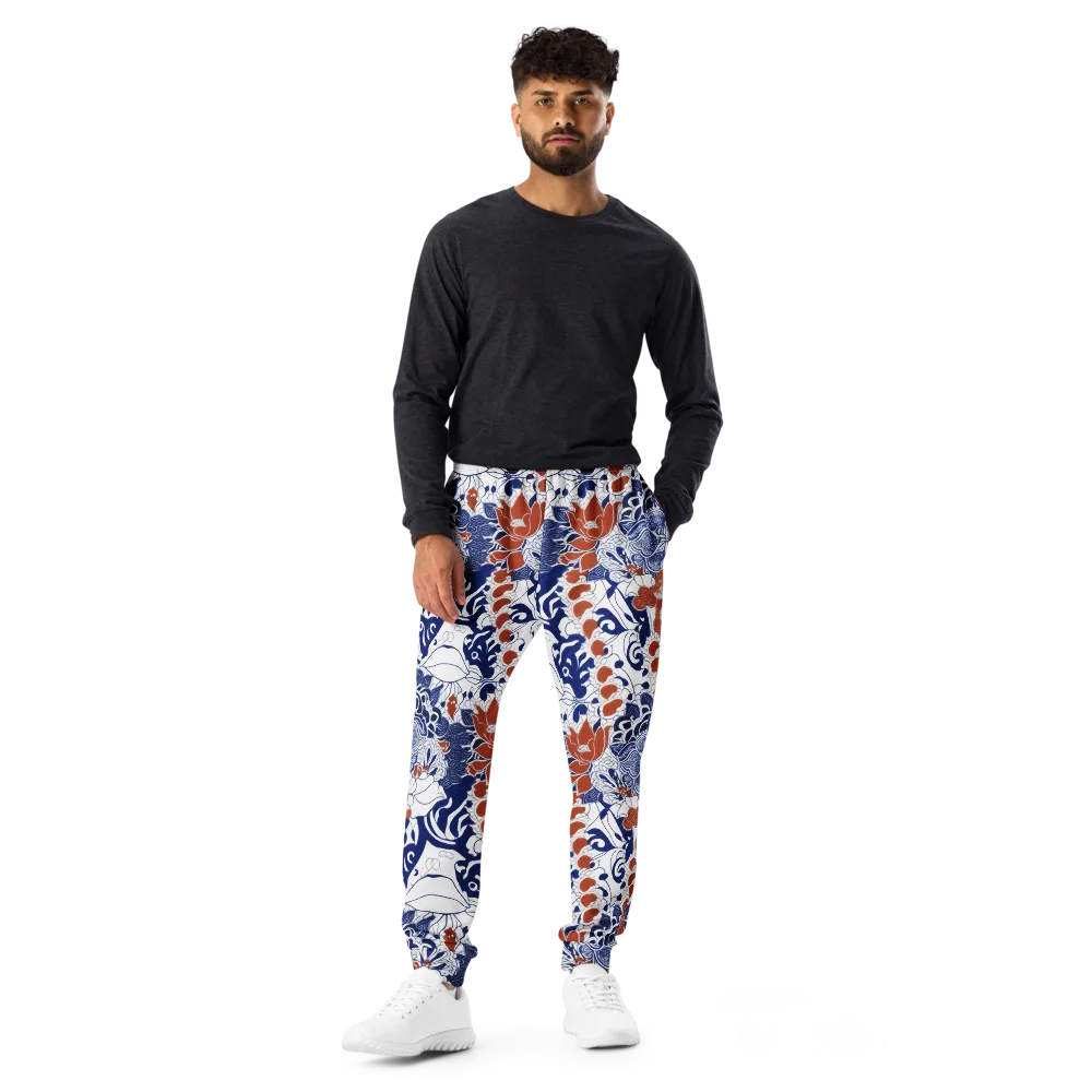 Indigo Garden Cipher on Men's Joggers — Front