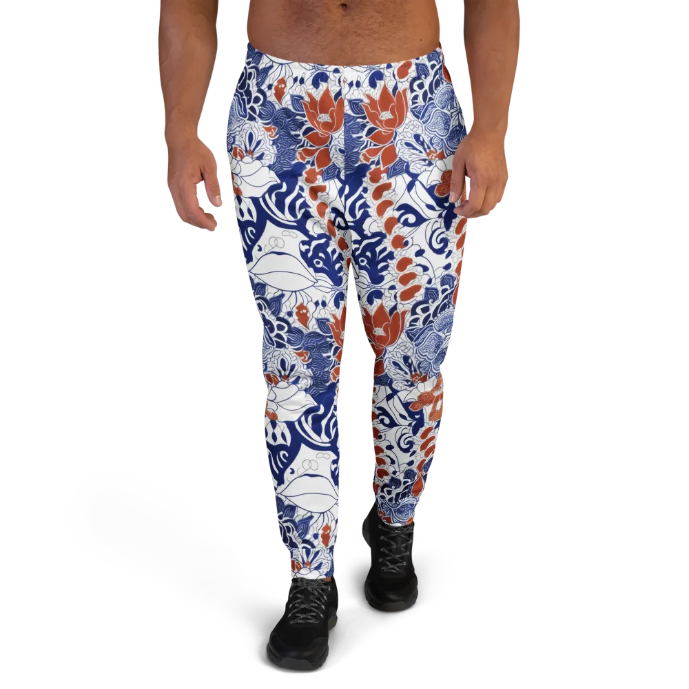 Indigo Garden Cipher on Men's Joggers — Front