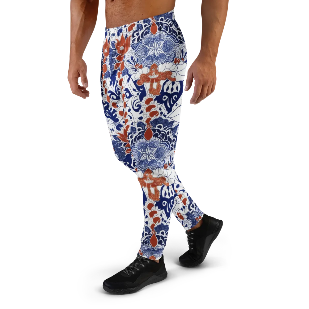 Indigo Garden Cipher on Men's Joggers — Left