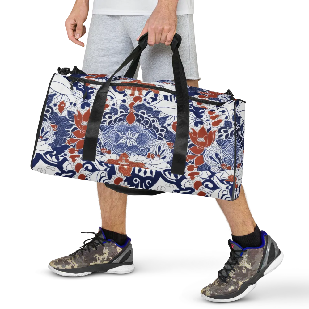 Indigo Garden Cipher on Duffle Bag — Front