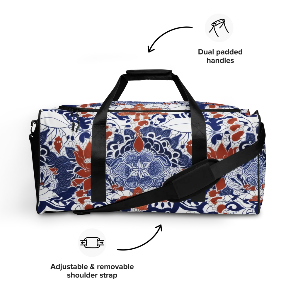 Indigo Garden Cipher on Duffle Bag — Front