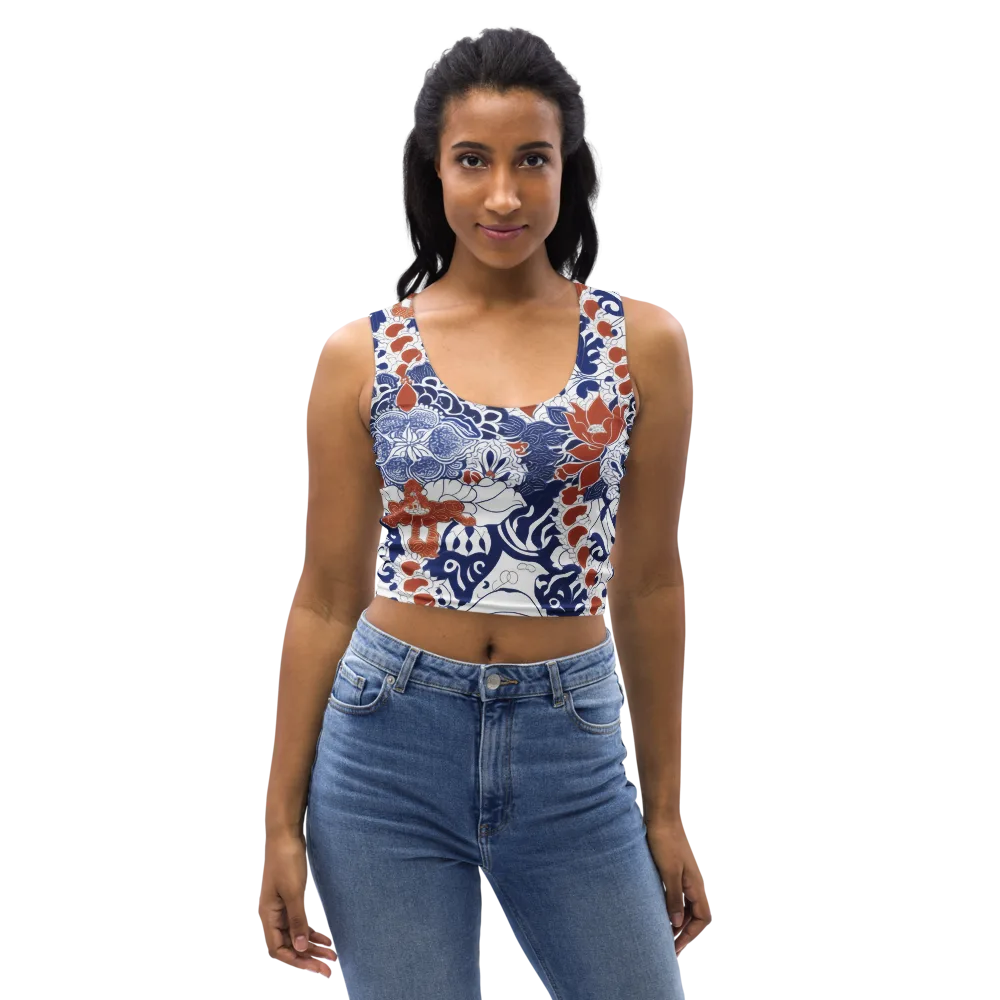 Indigo Garden Cipher on Crop Top — Front
