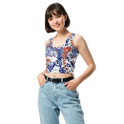 Indigo Garden Cipher on a Crop Top