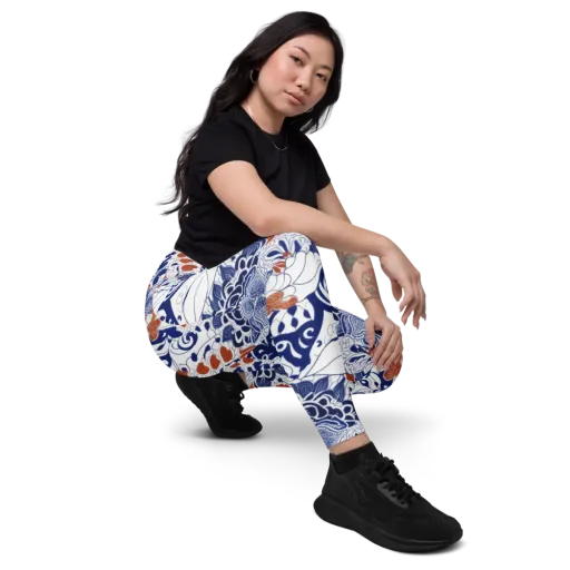 Indigo Garden Cipher on a Leggings with Pockets