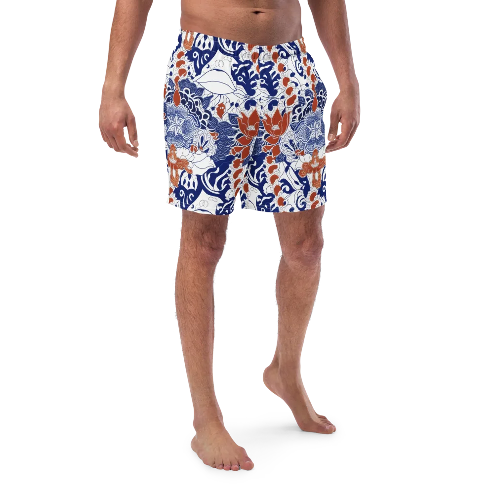 Indigo Garden Cipher on Swim Trunks — Front