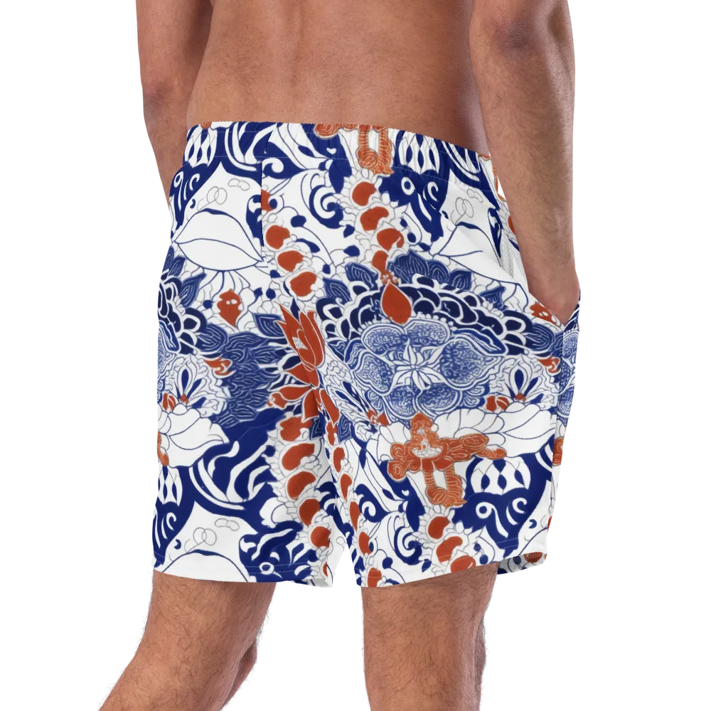 Indigo Garden Cipher on Swim Trunks — Right Back