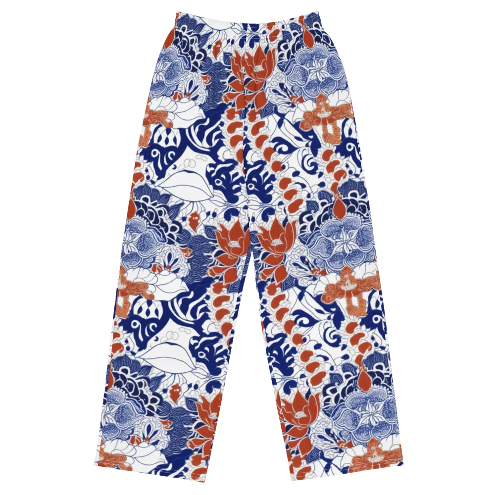 Indigo Garden Cipher on Wide-Leg Pants — Front