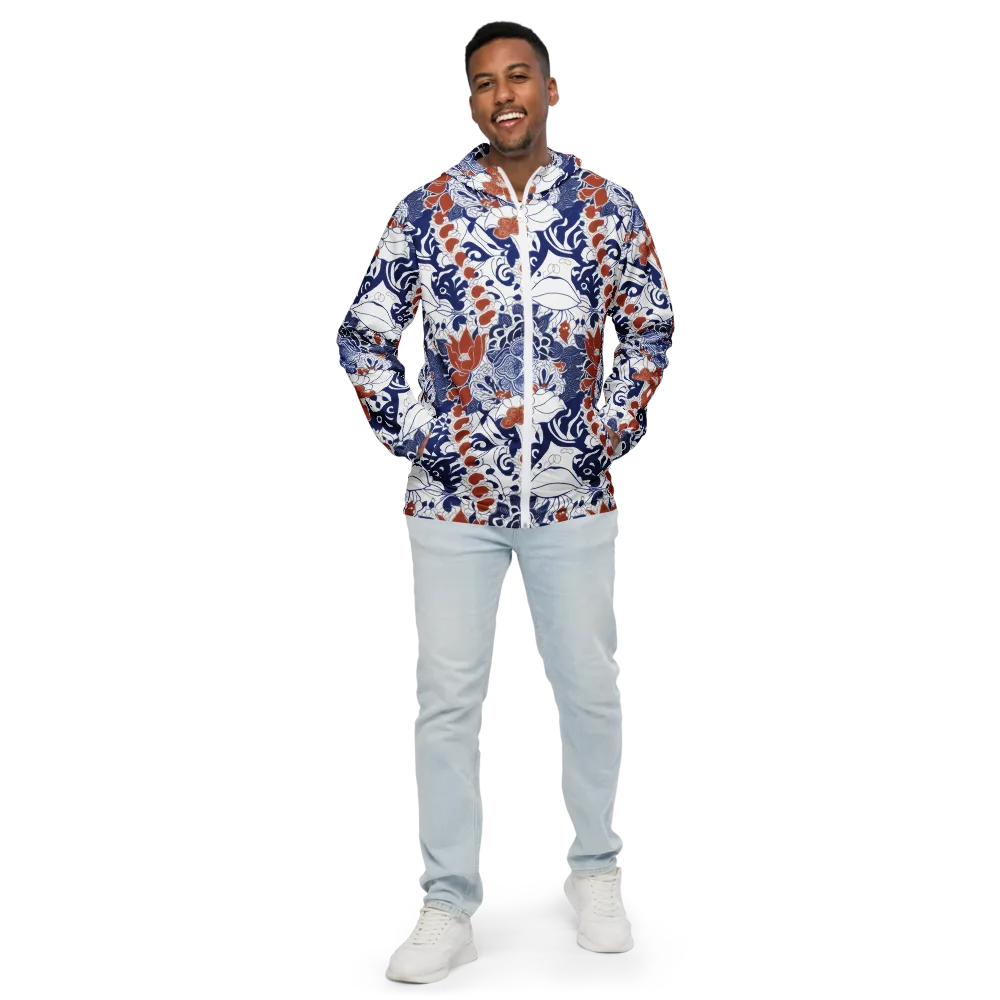 Indigo Garden Cipher on Men's Windbreaker — Front