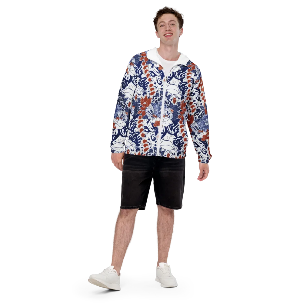 Indigo Garden Cipher on Men's Windbreaker — Front