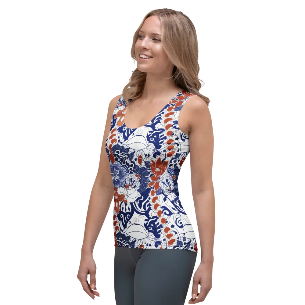 Indigo Garden Cipher on Women's Tank Top — Left Front