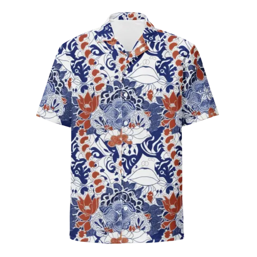 Indigo Garden Cipher on a Button Shirt