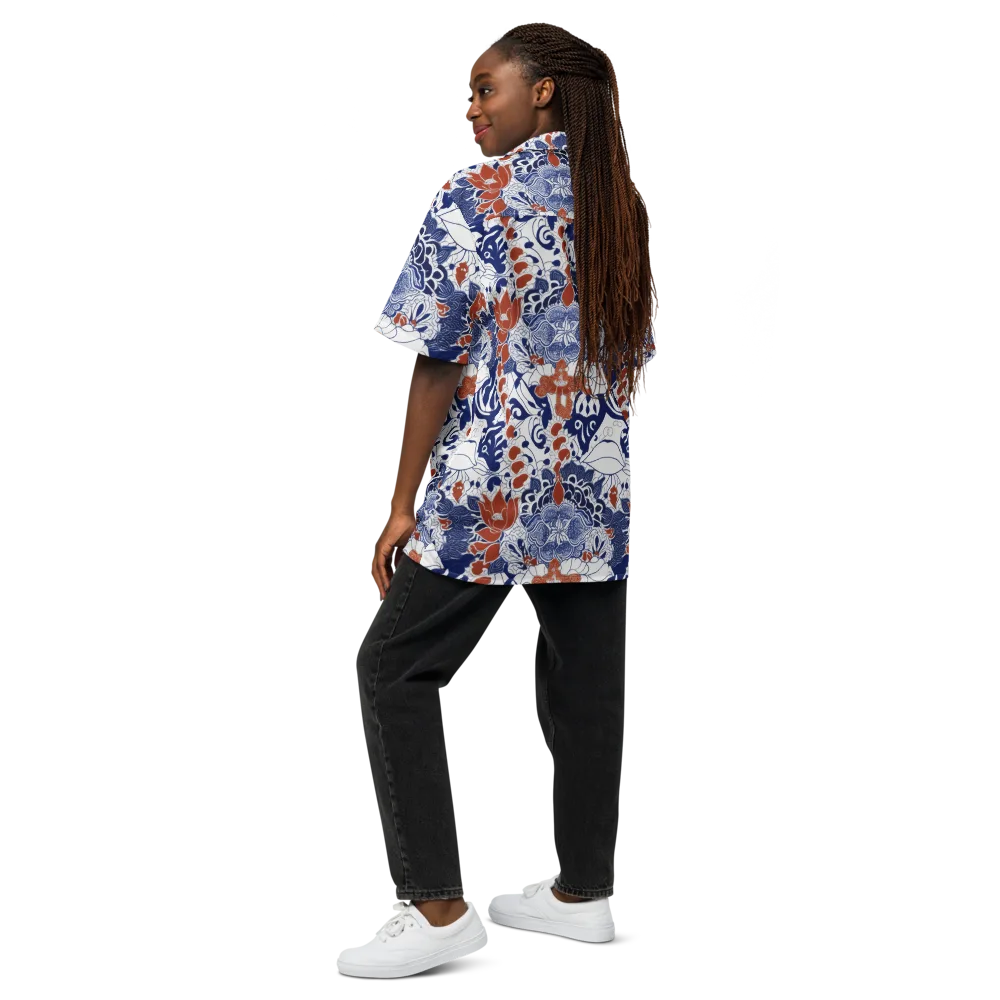Indigo Garden Cipher on Button Shirt — Back