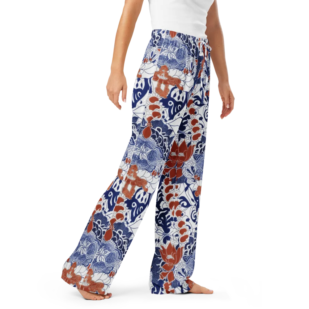 Indigo Garden Cipher on Women's Pajama Pants — Right Front