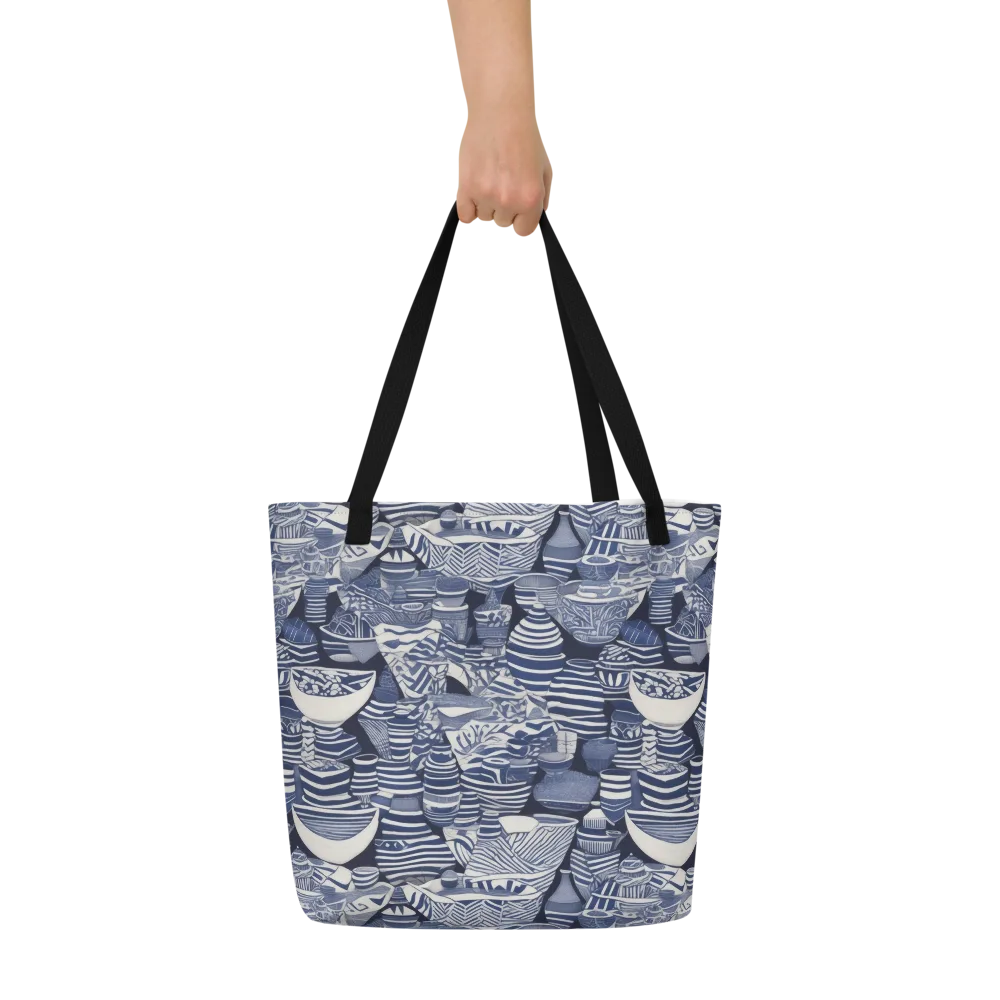 Indigo Kiln on Large Tote Bag W/ Pocket — Front