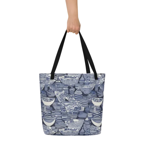 Indigo Kiln on a Large Tote Bag W/ Pocket