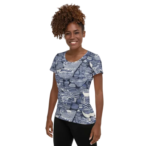 Indigo Kiln on a Women's Athletic T-Shirt