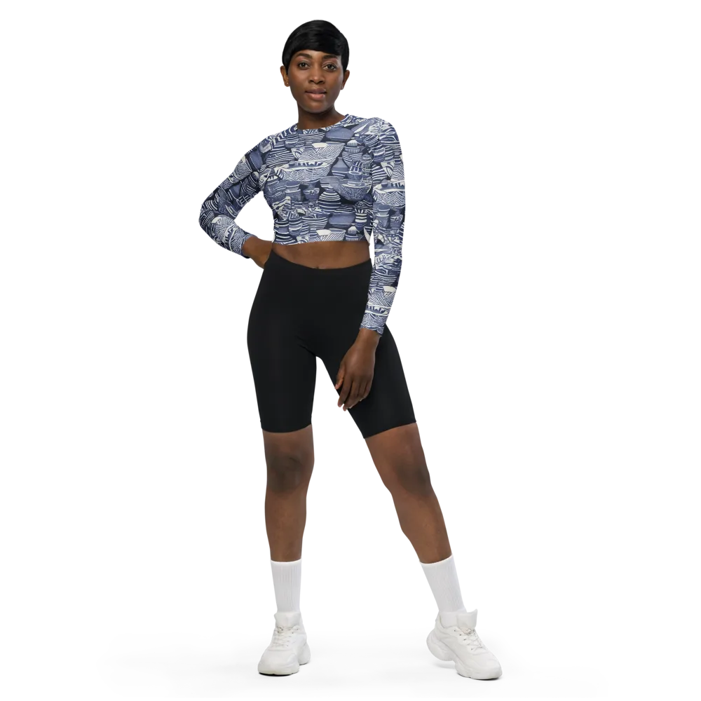 Indigo Kiln on Long Sleeve Crop Top — Front