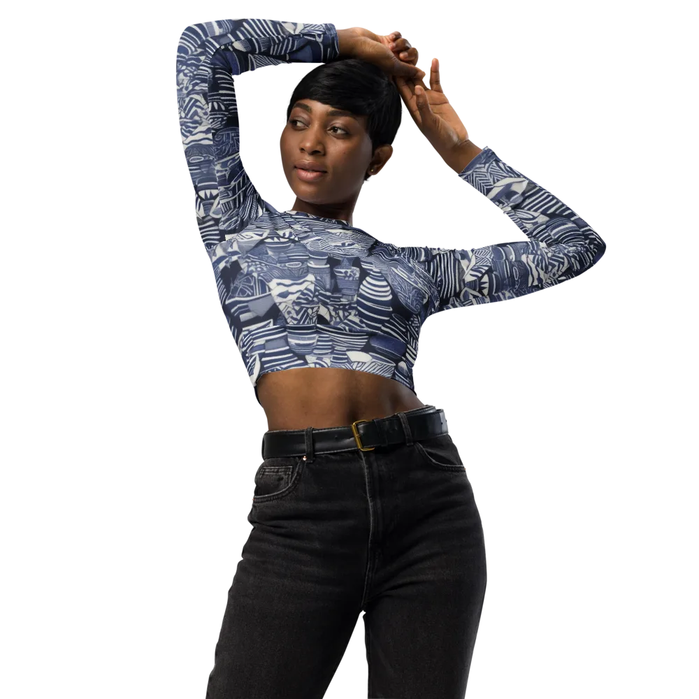 Indigo Kiln on Long Sleeve Crop Top — Front