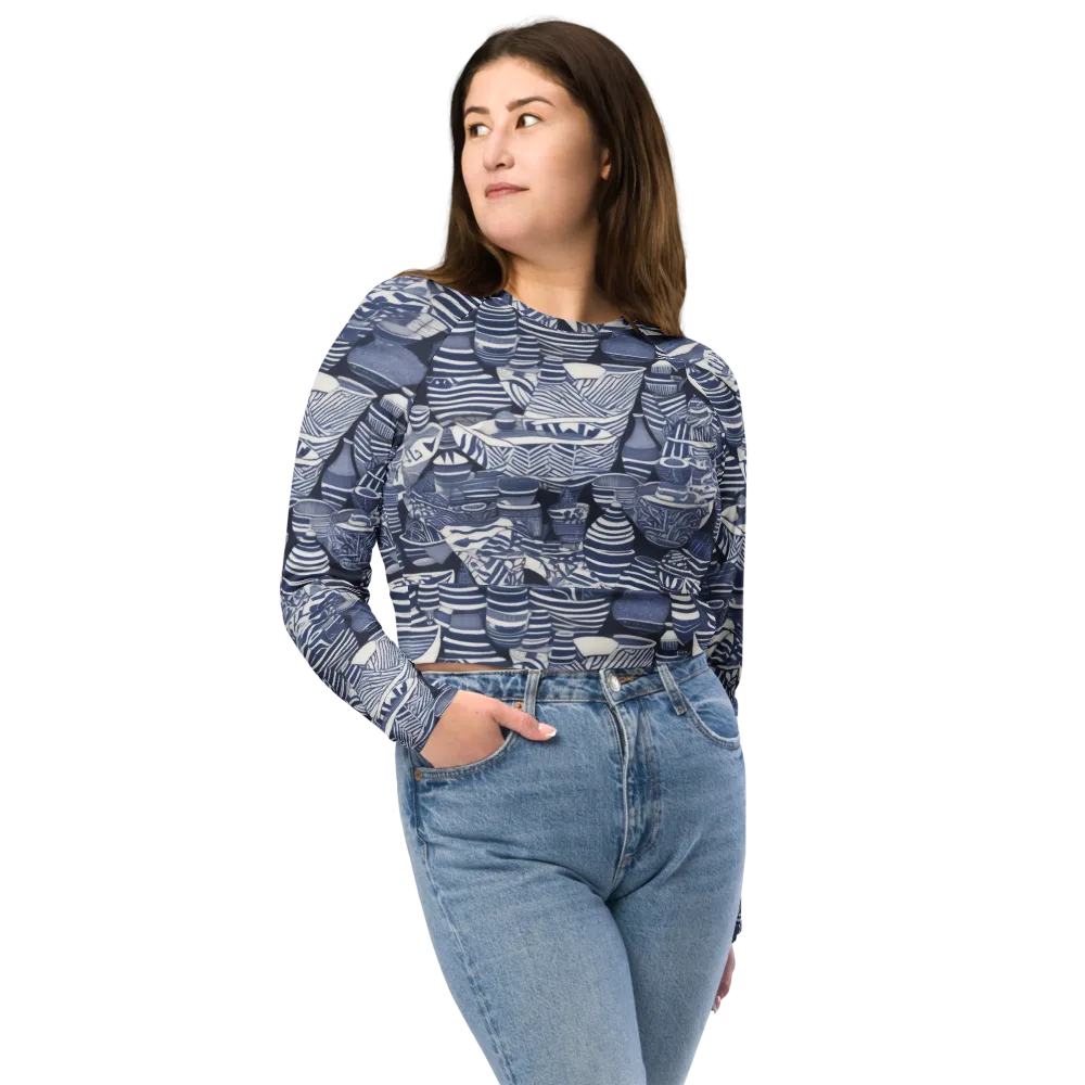 Indigo Kiln on Long Sleeve Crop Top — Front