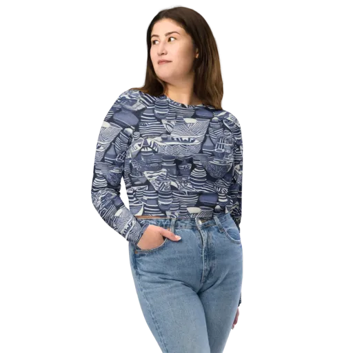 Indigo Kiln on a Long Sleeve Crop Top