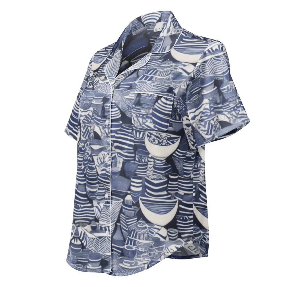 Indigo Kiln on Women's Short Sleeve Pajama Top — Left Front