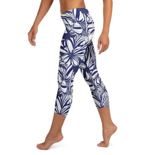 Navy Botanica on a Capri Leggings