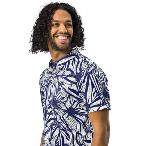 Navy Botanica on a Men's Slim Fit Polo Shirt