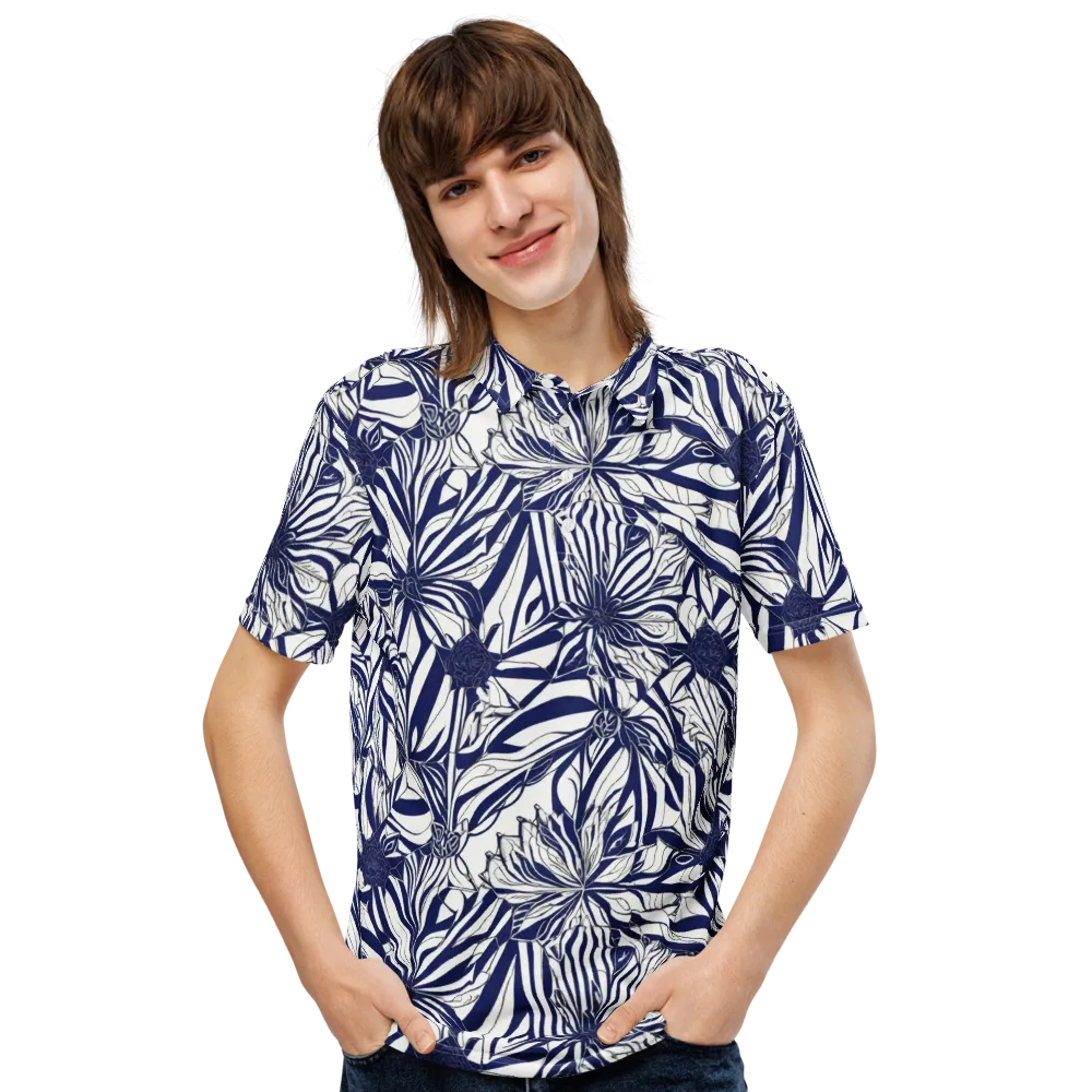 Navy Botanica on Men's Slim Fit Polo Shirt — Front