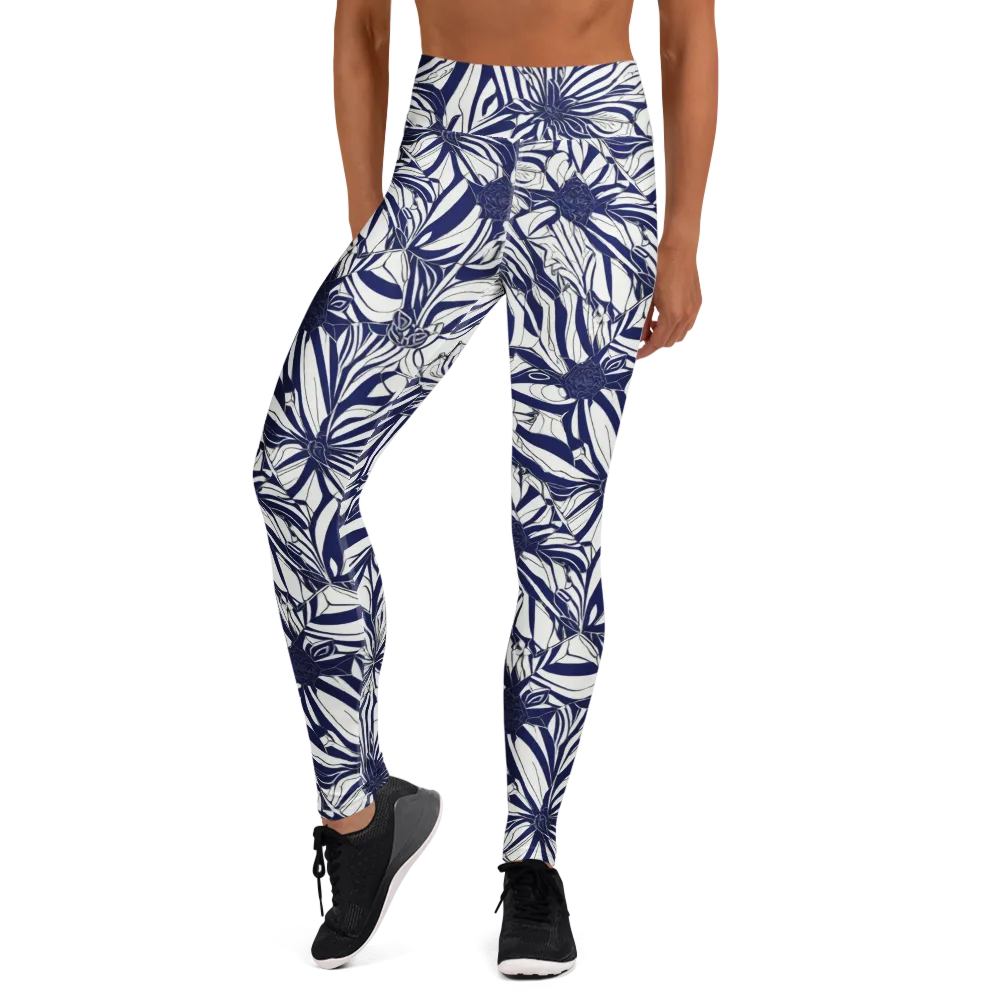 Navy Botanica on Yoga Leggings — Front