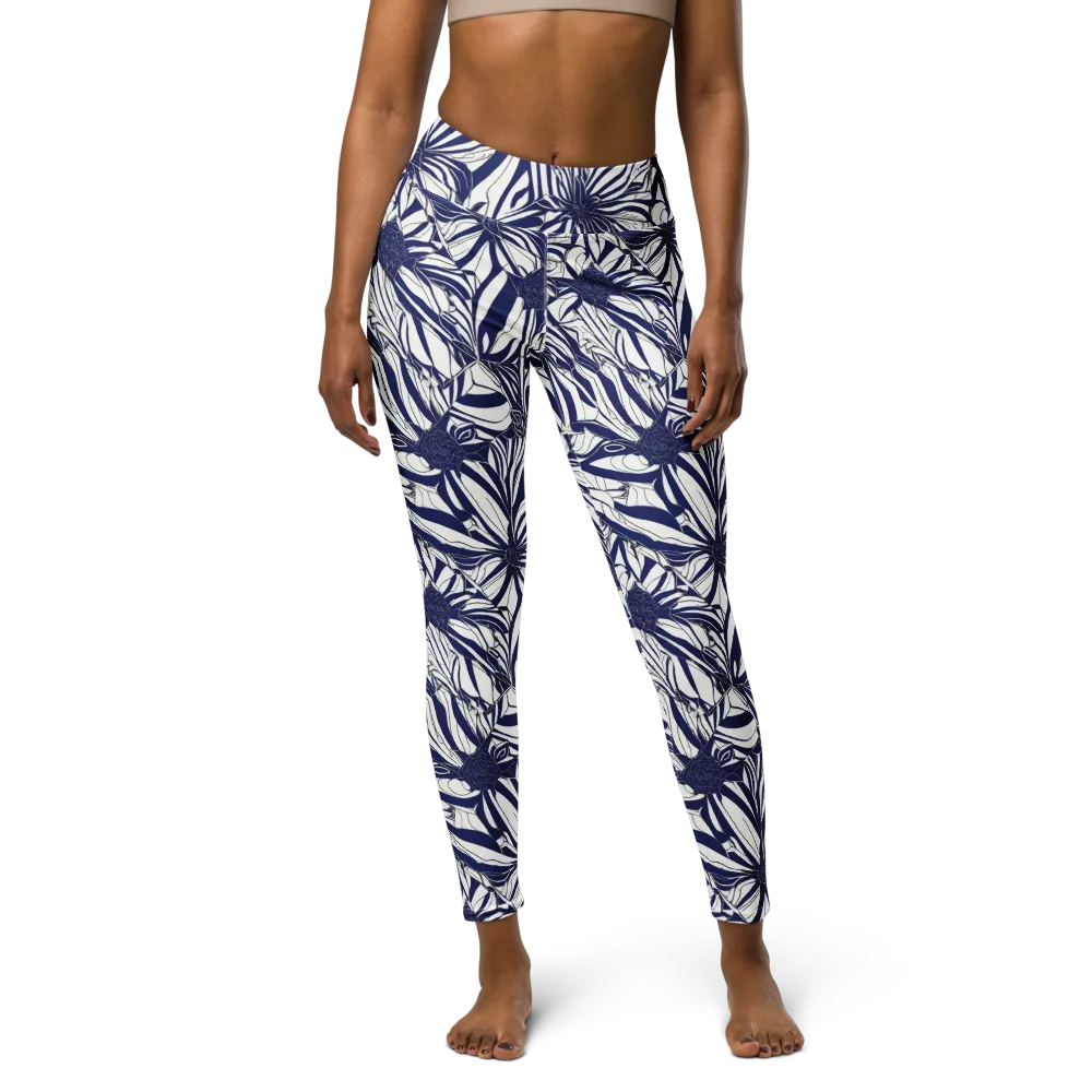 Navy Botanica on Yoga Leggings — Front