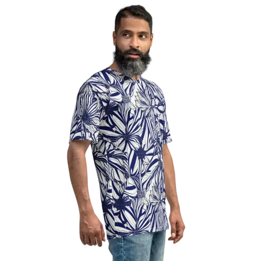 Navy Botanica on a Men's Crew Neck T-Shirt