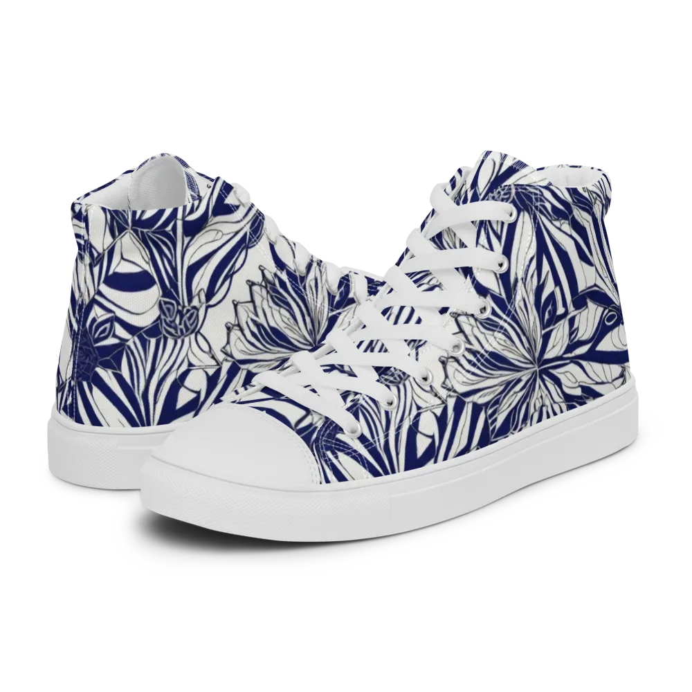 Navy Botanica on Men's High Top Canvas Shoes — Left