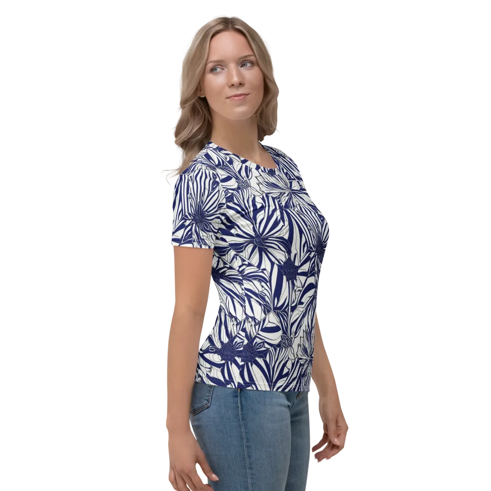 Navy Botanica on Women's Crew Neck T-Shirt — Right