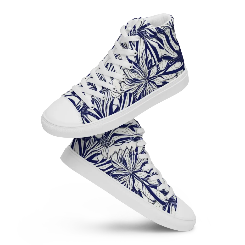 Navy Botanica on Women's High Top Canvas Shoes — Front