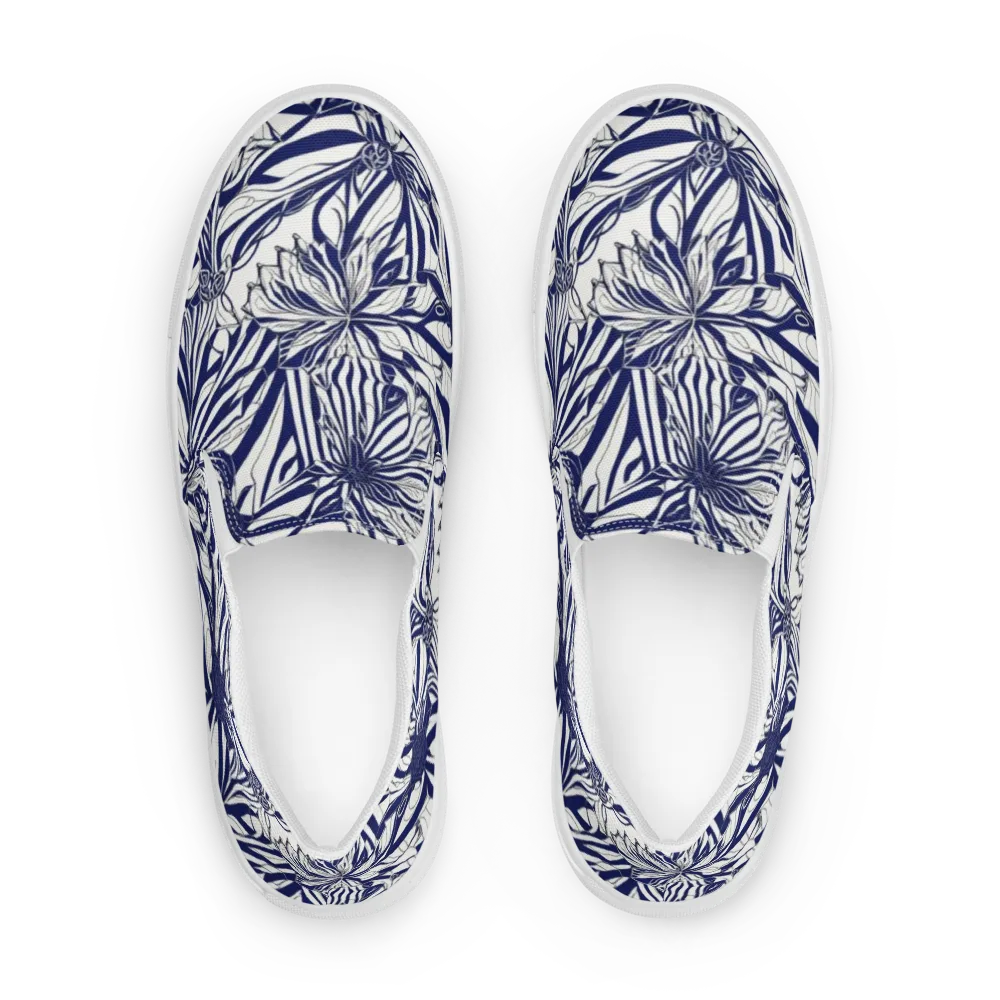Navy Botanica on Men's Slip-On Canvas Shoes — Front