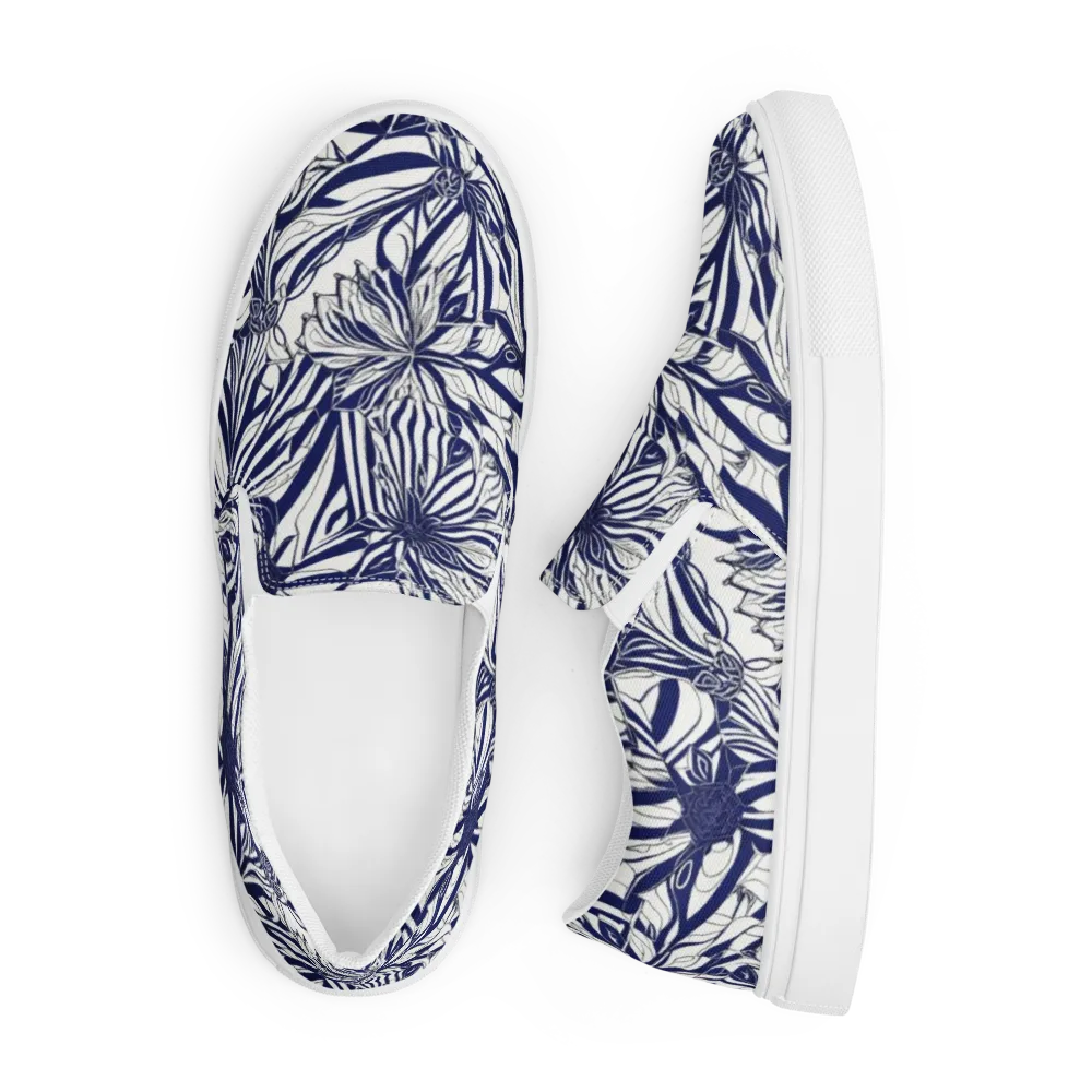 Navy Botanica on Men's Slip-On Canvas Shoes — Front