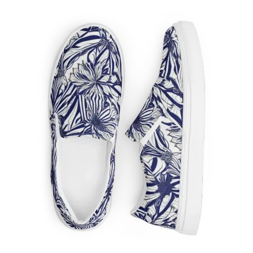 Navy Botanica on a Men's Slip-On Canvas Shoes