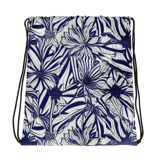 Navy Botanica on a Drawstring Bag