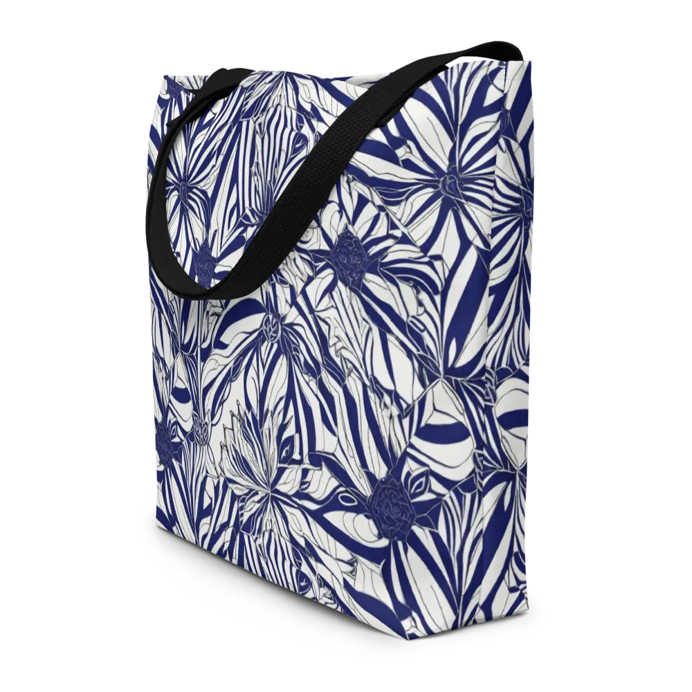 Navy Botanica on Large Tote Bag W/ Pocket — Front