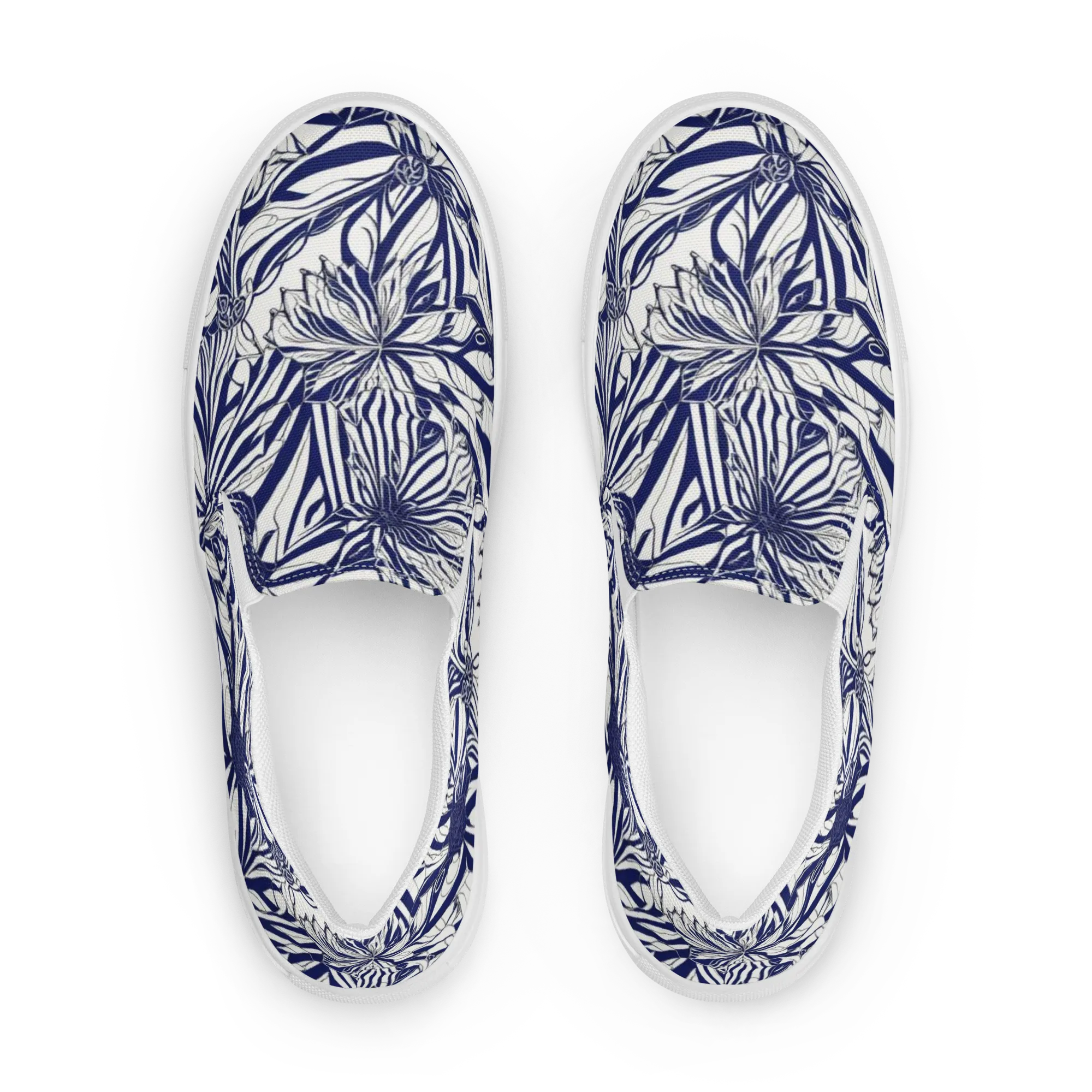 Navy Botanica on Women's Slip-On Canvas Shoes — Front