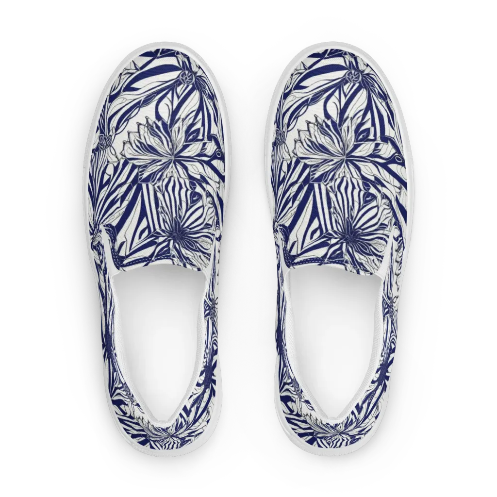 Navy Botanica on Women's Slip-On Canvas Shoes — Front