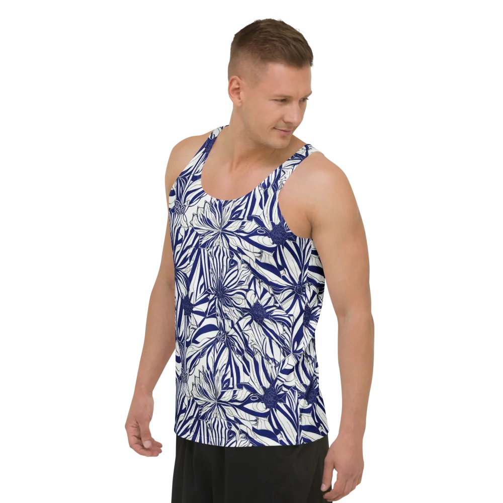 Navy Botanica on Men's Tank Top — Left Front