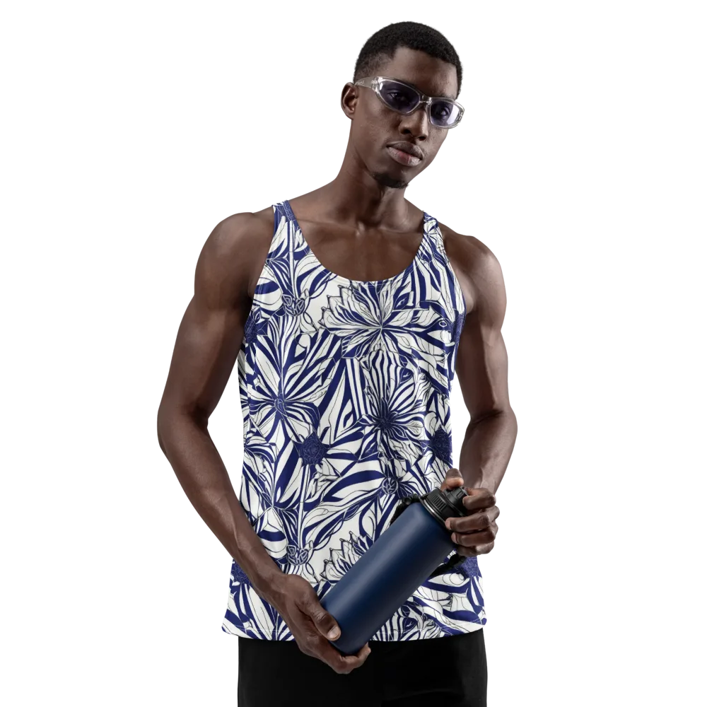 Navy Botanica on Men's Tank Top — Front