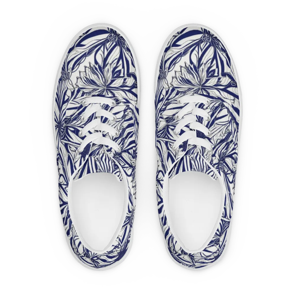 Navy Botanica on Men's Lace-Up Canvas Shoes — Front