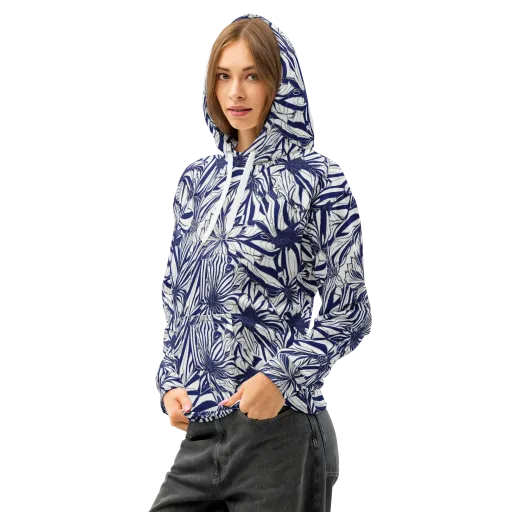Navy Botanica on a Cotton Hoodie