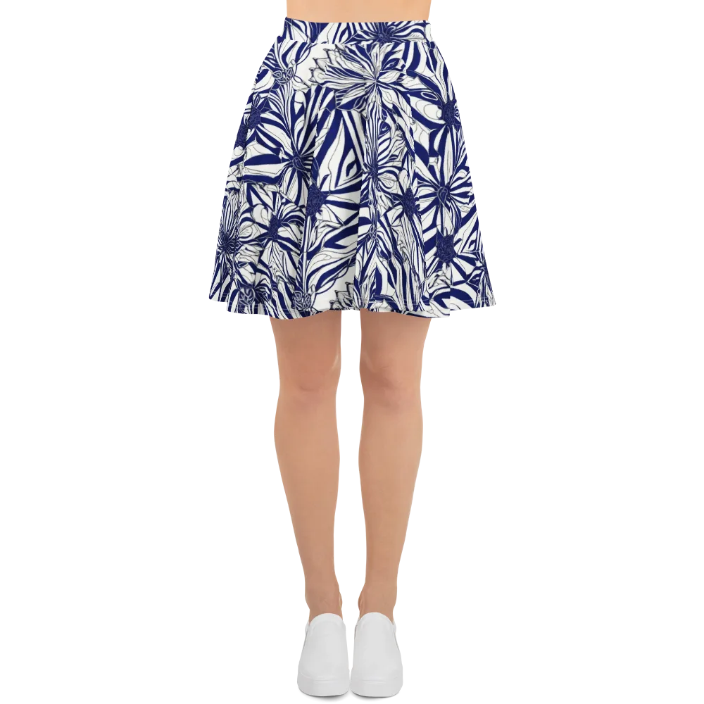 Navy Botanica on Skater Skirt — Front