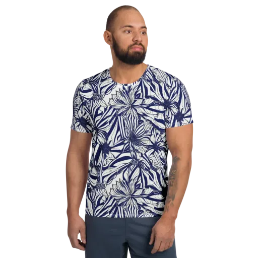 Navy Botanica on a Men's Athletic T-Shirt