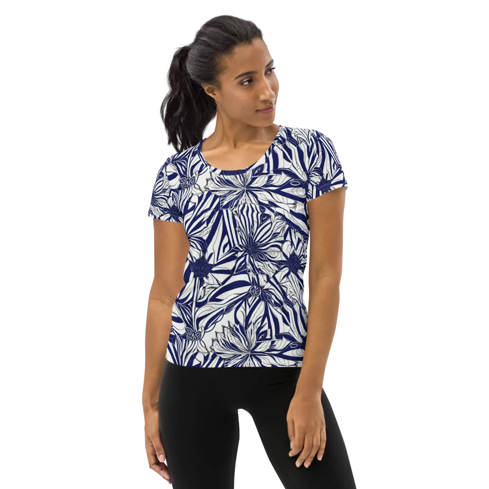 Navy Botanica on Women's Athletic T-Shirt — Front