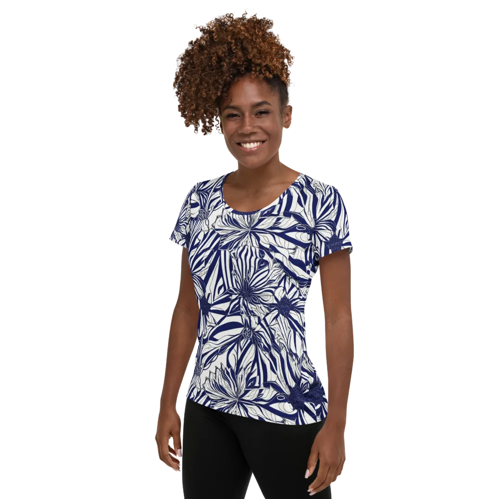 Navy Botanica on Women's Athletic T-Shirt — Left
