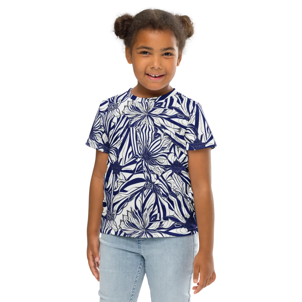 Navy Botanica on Kids Crew Neck T-Shirt — Front